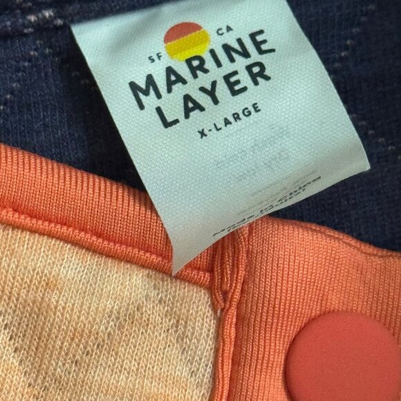 Marine Layer Womens Quilted Snap Pullover Jacket X-Large Peach & Navy nwot - Picture 4 of 12